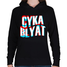 PRINTFASHION Cyka Blyat - Női kapucnis pulóver - Fekete női pulóver, kardigán