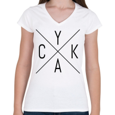 PRINTFASHION Cyka Minimal - Női V-nyakú póló - Fehér női póló