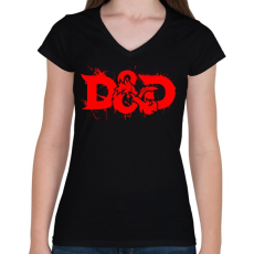 PRINTFASHION D&D - Női V-nyakú póló - Fekete