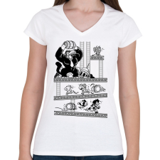 PRINTFASHION D-Ball - Női V-nyakú póló - Fehér női póló