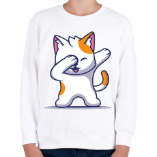 PRINTFASHION Dab Cat - Gyerek pulóver - Fehér