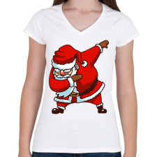 PRINTFASHION Dab santa - Női V-nyakú póló - Fehér női póló