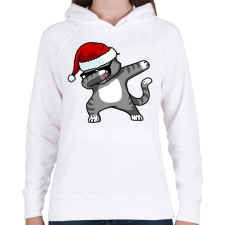 PRINTFASHION Dabbing cica - Női kapucnis pulóver - Fehér női pulóver, kardigán