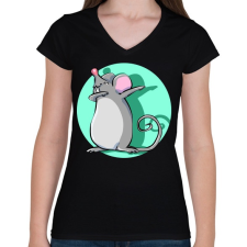 PRINTFASHION Dabbing egér - Női V-nyakú póló - Fekete női póló