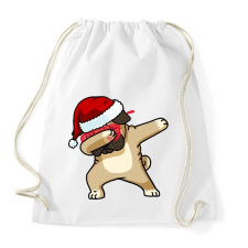 PRINTFASHION Dabbing mopsz mikulás - Sportzsák, Tornazsák - Fehér tornazsák