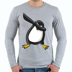 PRINTFASHION Dabbing pingvin - Férfi hosszú ujjú póló - Sport szürke