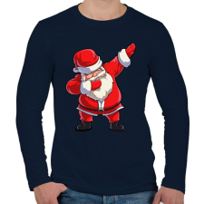 PRINTFASHION Dabbing Santa - Férfi hosszú ujjú póló - Sötétkék férfi póló