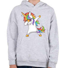 PRINTFASHION Dabbing unikornis - Gyerek kapucnis pulóver - Sport szürke