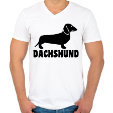 PRINTFASHION Dachshund - Férfi V-nyakú póló - Fehér férfi póló