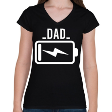 PRINTFASHION Dad battery - Női V-nyakú póló - Fekete