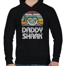 PRINTFASHION Daddy shark - Férfi kapucnis pulóver - Fekete