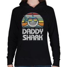 PRINTFASHION Daddy shark - Női kapucnis pulóver - Fekete