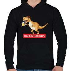 PRINTFASHION Daddysaurus - Férfi kapucnis pulóver - Fekete