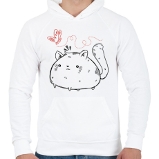 PRINTFASHION Dagi cica - Férfi kapucnis pulóver - Fehér