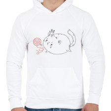 PRINTFASHION Dagi cica - Férfi kapucnis pulóver - Fehér férfi pulóver, kardigán