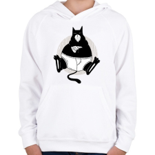 PRINTFASHION Dagi macska - Gyerek kapucnis pulóver - Fehér gyerek pulóver, kardigán