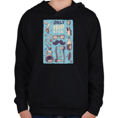 PRINTFASHION Daily Hipster - Gyerek kapucnis pulóver - Fekete