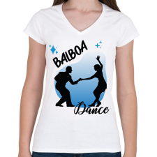 PRINTFASHION Dalboa dance - Női V-nyakú póló - Fehér női póló