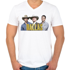 PRINTFASHION Dallas - Férfi V-nyakú póló - Fehér