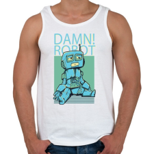 PRINTFASHION Damn Robot- - Férfi atléta - Fehér atléta, trikó