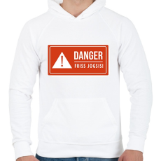 PRINTFASHION Danger - Friss jogsis - Férfi kapucnis pulóver - Fehér