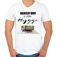 PRINTFASHION danish way of living hygge - Férfi V-nyakú póló - Fehér férfi póló
