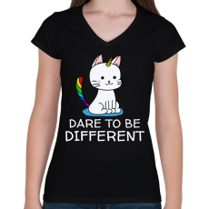 PRINTFASHION Dare to be different - Női V-nyakú póló - Fekete