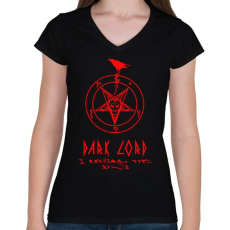 PRINTFASHION dark lord - Női V-nyakú póló - Fekete
