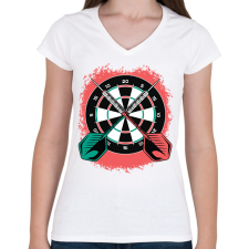 PRINTFASHION Darts - Női V-nyakú póló - Fehér női póló