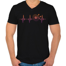 PRINTFASHION Darts szívritmus - Férfi V-nyakú póló - Fekete