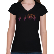 PRINTFASHION Darts szívritmus - Női V-nyakú póló - Fekete női póló