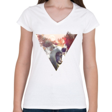 PRINTFASHION Daylight moon - Női V-nyakú póló - Fehér női póló