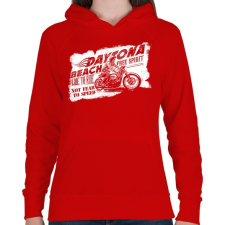 PRINTFASHION Daytona - Női kapucnis pulóver - Piros női pulóver, kardigán