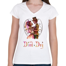 PRINTFASHION dead day - Női V-nyakú póló - Fehér