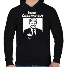 PRINTFASHION Dear coronavirus - Férfi kapucnis pulóver - Fekete női pulóver, kardigán