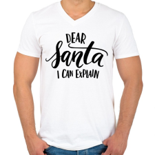 PRINTFASHION Dear Santa - Férfi V-nyakú póló - Fehér férfi póló