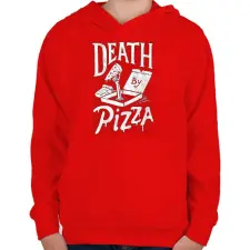 PRINTFASHION Death by pizza - Gyerek kapucnis pulóver - Piros gyerek pulóver, kardigán
