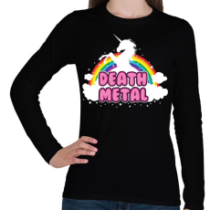 PRINTFASHION Death Metal unikornis - Női hosszú ujjú póló - Fekete