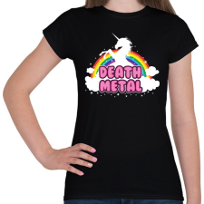 PRINTFASHION Death Metal unikornis - Női póló - Fekete női póló