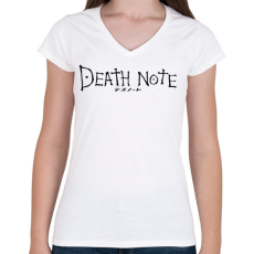 PRINTFASHION Death note (fekete) - Női V-nyakú póló - Fehér
