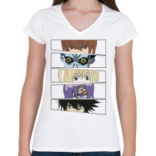 PRINTFASHION Death Note - Szemek - Női V-nyakú póló - Fehér női póló