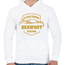 PRINTFASHION Deawoos sofőr - Férfi kapucnis pulóver - Fehér férfi pulóver, kardigán