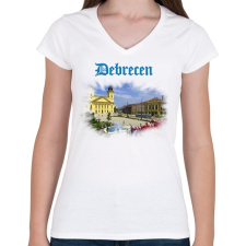 PRINTFASHION Debrecen - Női V-nyakú póló - Fehér női póló
