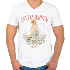 PRINTFASHION Decemberben férjhez megyek - Férfi V-nyakú póló - Fehér férfi póló