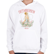 PRINTFASHION Decemberben férjhez megyek - Gyerek kapucnis pulóver - Fehér