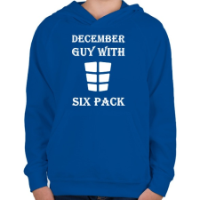 PRINTFASHION Decemberben született kockás hasú - Gyerek kapucnis pulóver - Királykék gyerek pulóver, kardigán