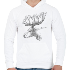 PRINTFASHION Deer drawing - Férfi kapucnis pulóver - Fehér