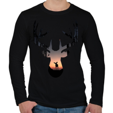 PRINTFASHION deer - Férfi hosszú ujjú póló - Fekete