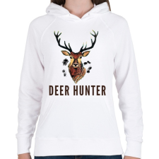 PRINTFASHION deer hunter - Női kapucnis pulóver - Fehér női pulóver, kardigán