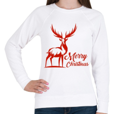 PRINTFASHION Deer Merry Christmas - Női pulóver - Fehér női pulóver, kardigán